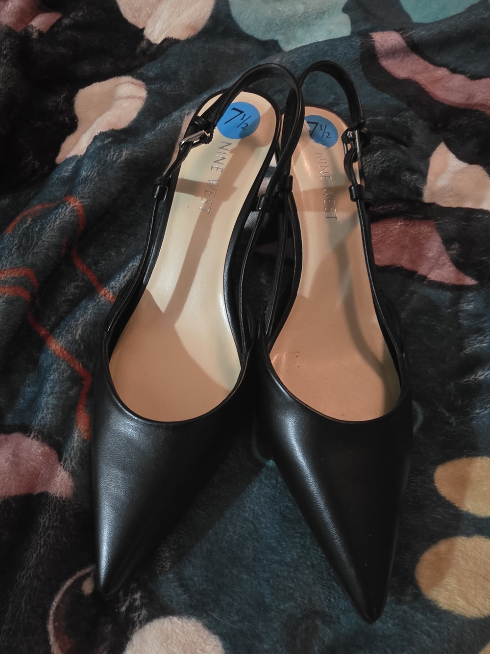 Nine West Black Pointed Slingback Flats